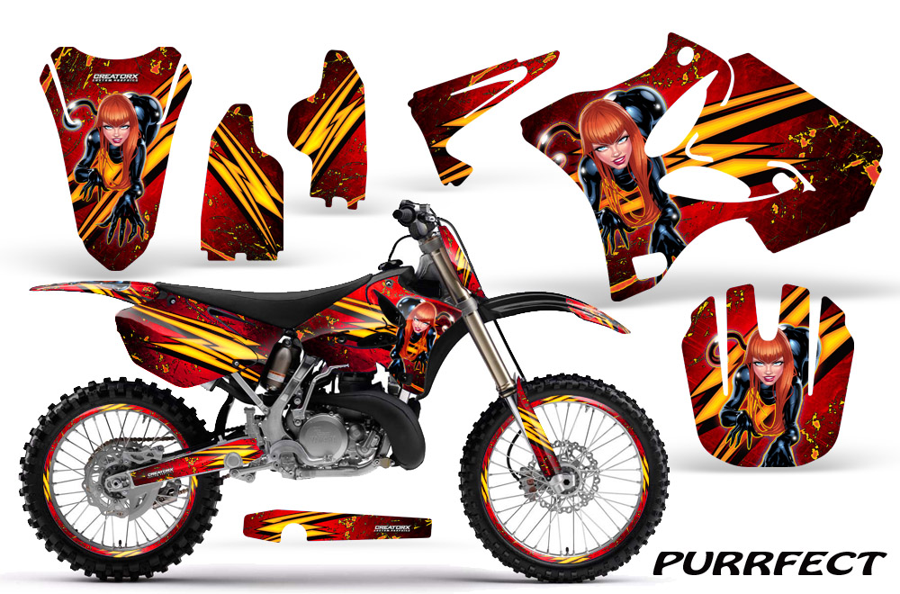 Yamaha YZ125-YZ250 02-12 Graphics Kit Purrfect Red NP Rims